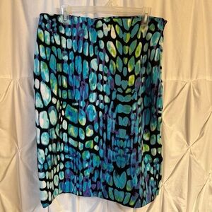 Abstract Print Pencil Skirt